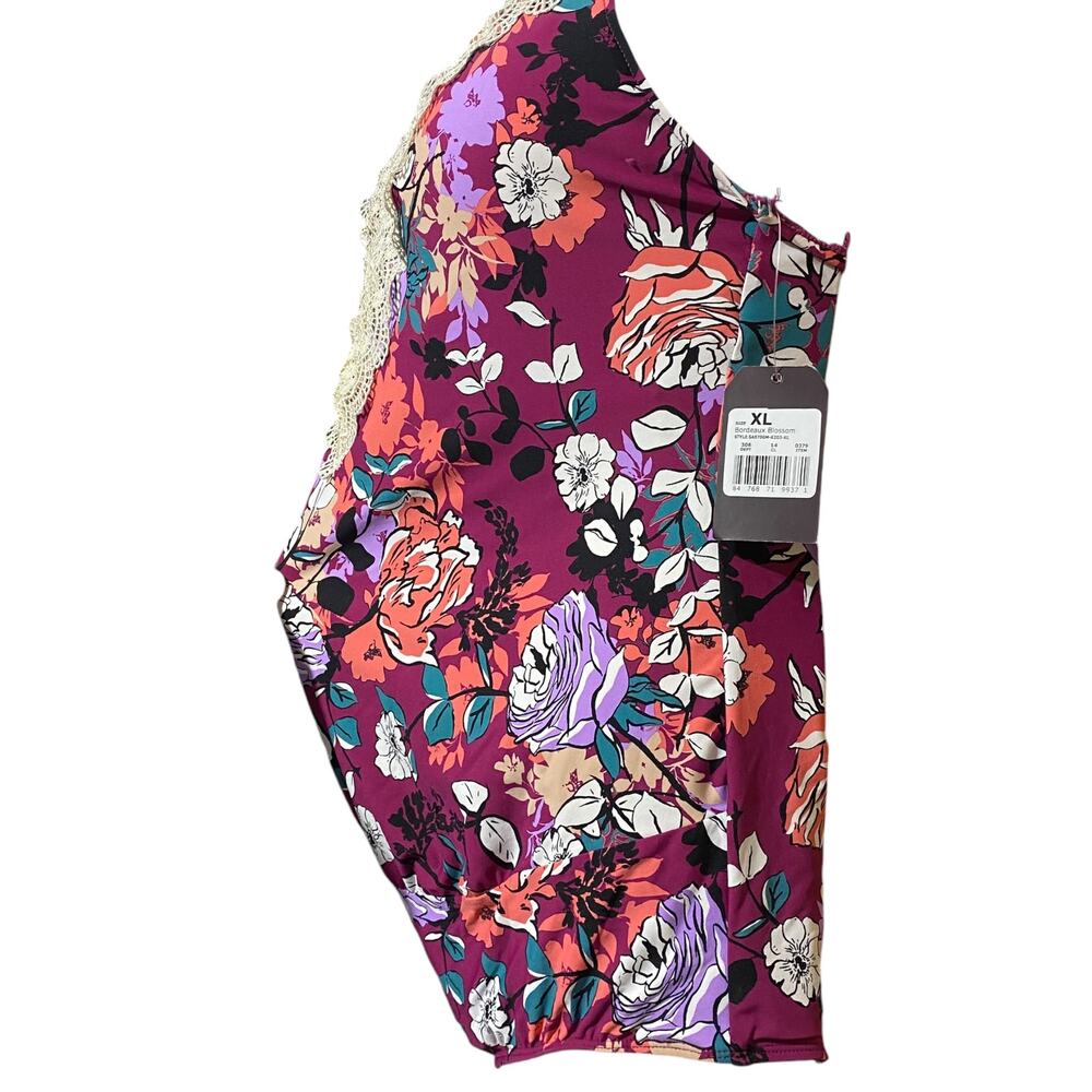 NWT Sea Angel‎ Maternity Bordeaux Blossom floral and lace one piece swimsuit XL - Picture 3 of 10